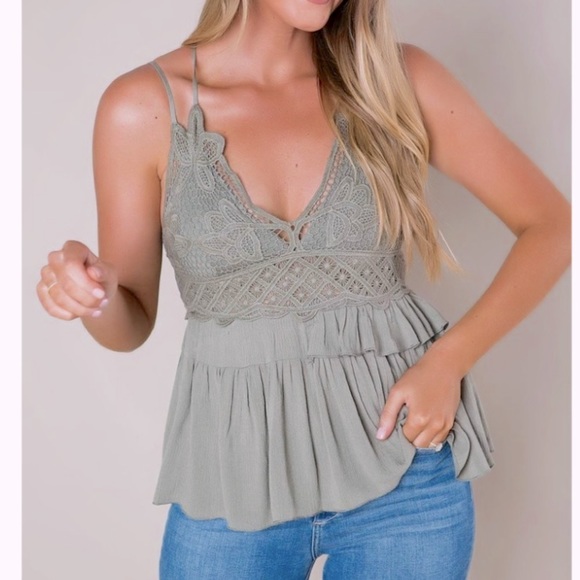 🔹New🔹Scallop Lace Babydoll Boho Top - Picture 2 of 7